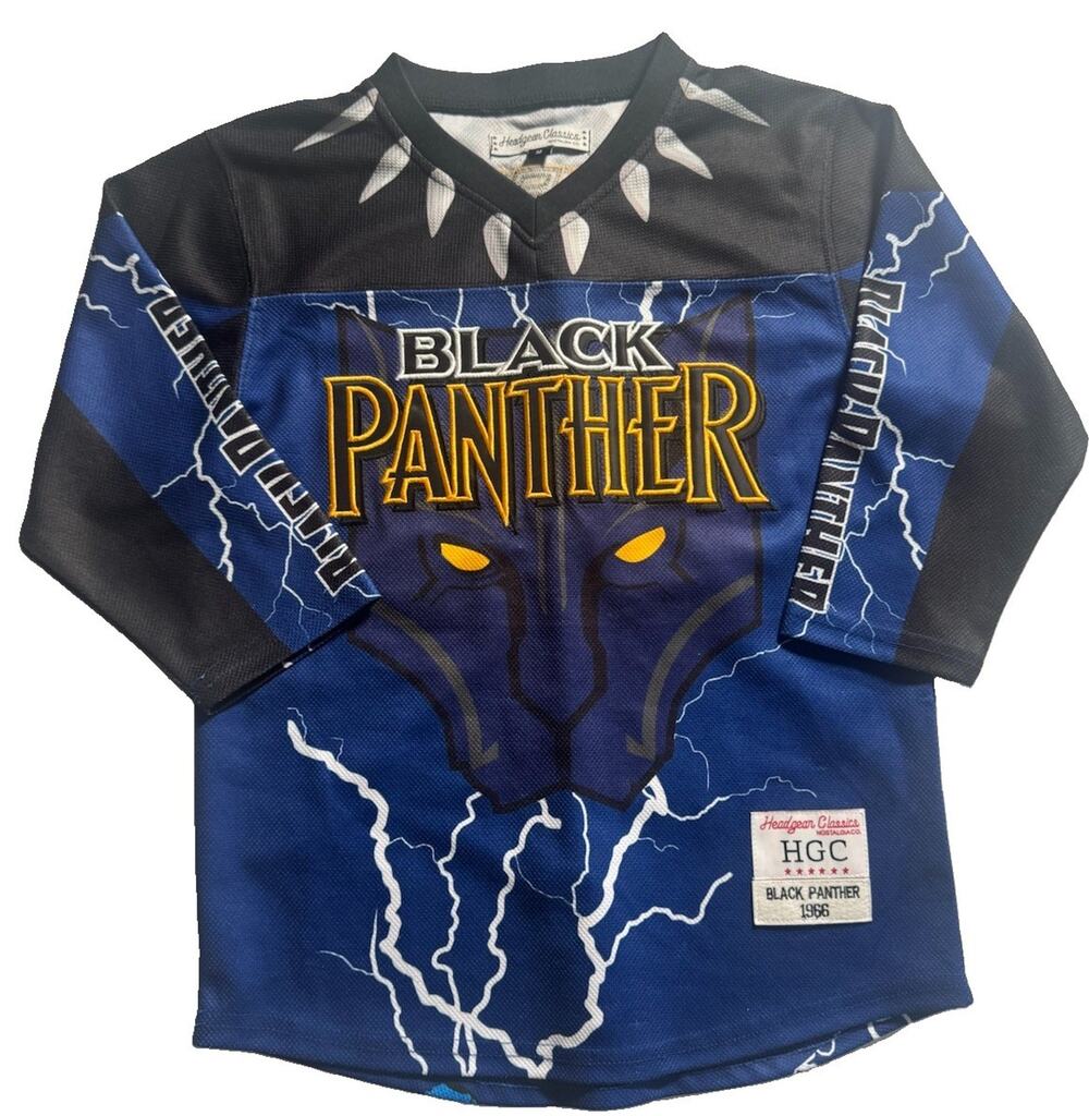 Headgear Classics Black Panther Wakanda 24 Jersey Youth M Marvel Long Sleeve